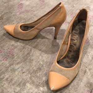 Sam Edelman Netted Patent Leather Nude Pumps